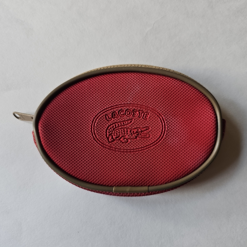 Lacoste Red Cloth Cotton Coin Purse Bag Wallet